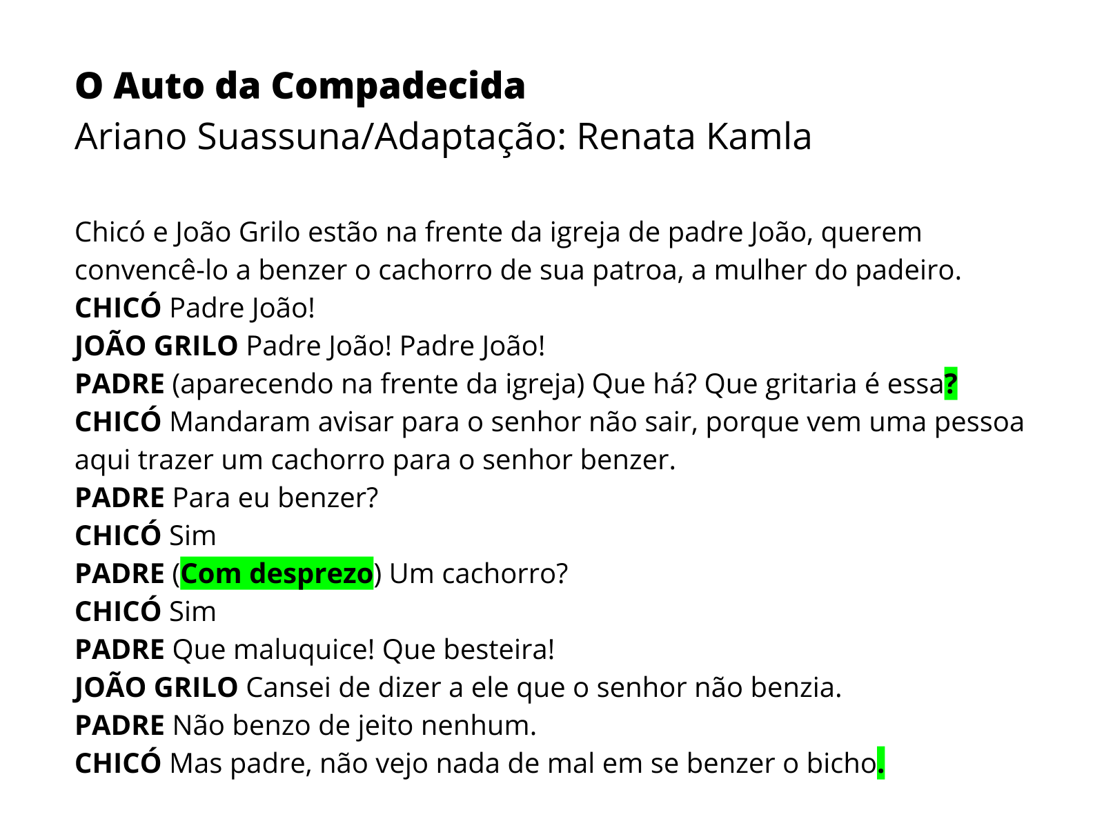 Texto dramático ou teatral 