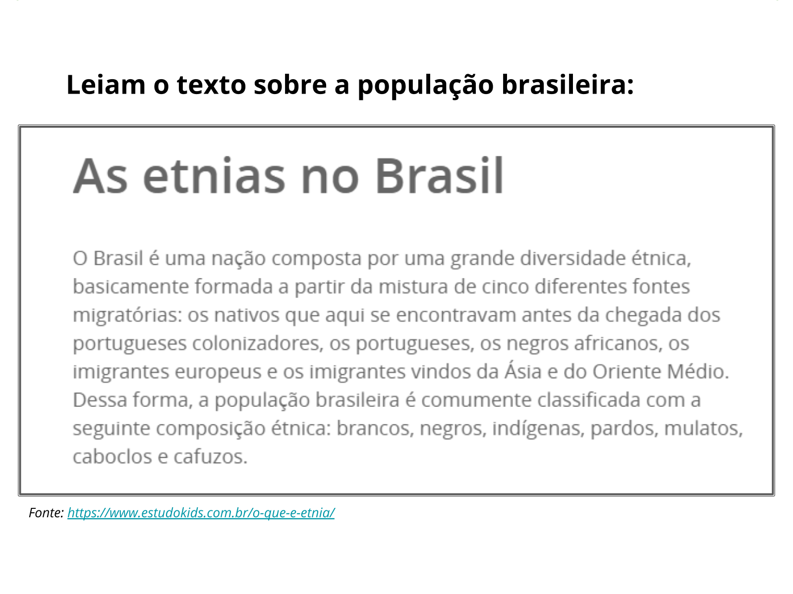 Etnias e o povo brasileiro - Planos de aula - 5º ano - Geografia