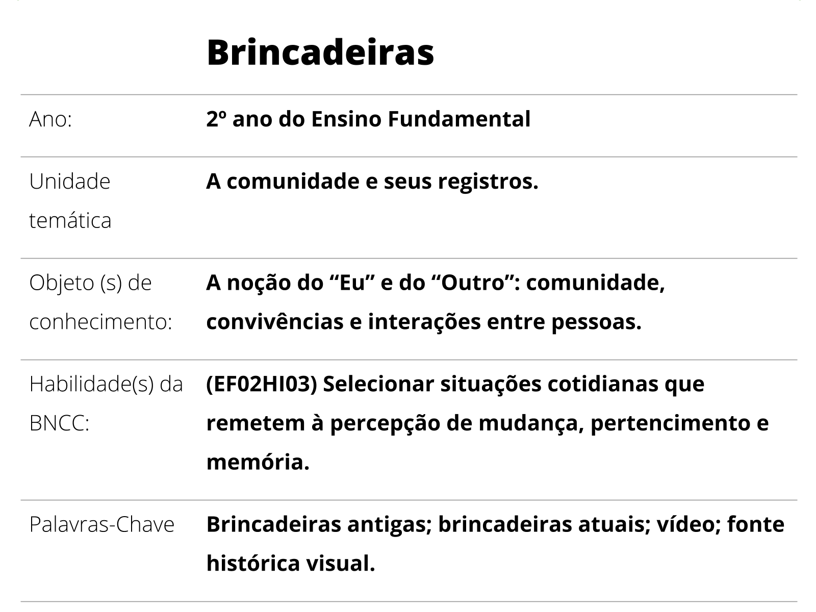 Plano de aula - 2º ano - Onde tem criança… tem brinquedo!