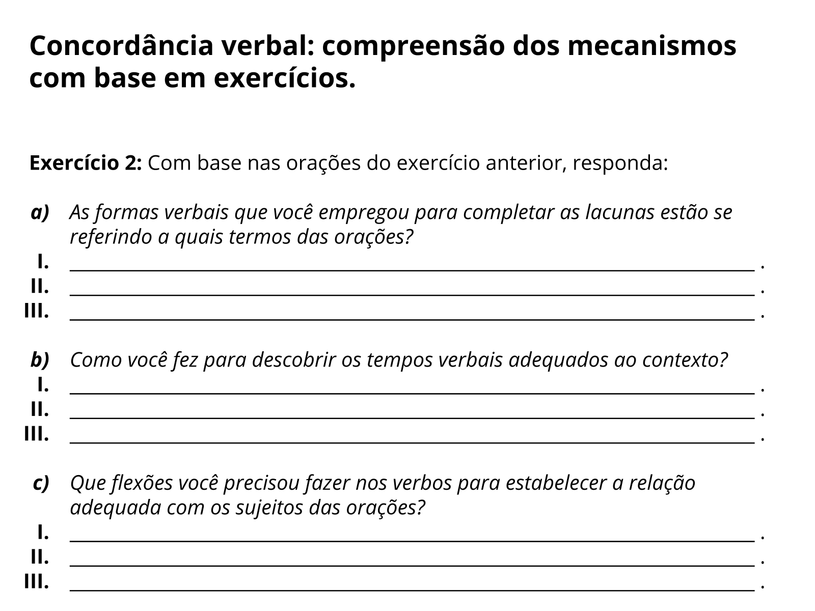 Gabarito Sobre Concordância Verbal I, PDF, Assunto (gramática)