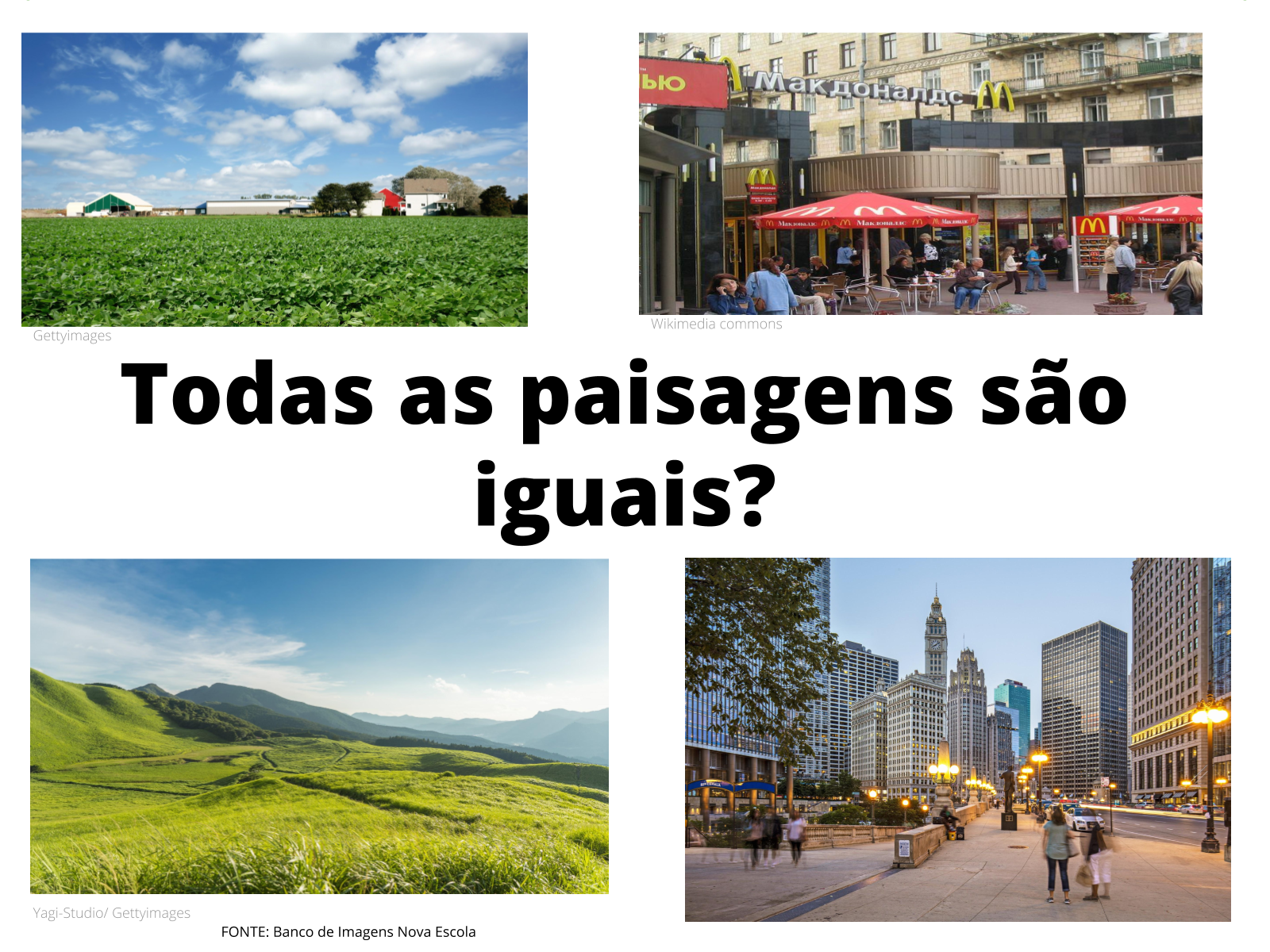 Exemplo de diferentes paisagens aos quais possuímos conceitos de