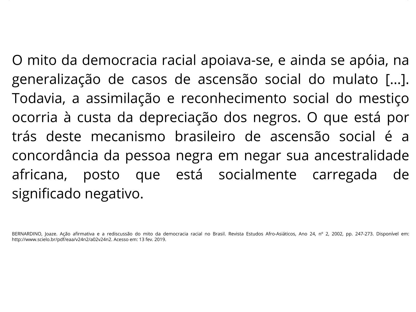 Plano de aula - 9º ano - O mito da democracia racial no Brasil