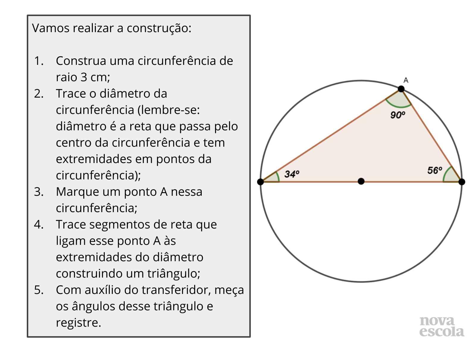 Triângulo retângulo inscrito na circunferência - Planos de Aula - 9º Ano