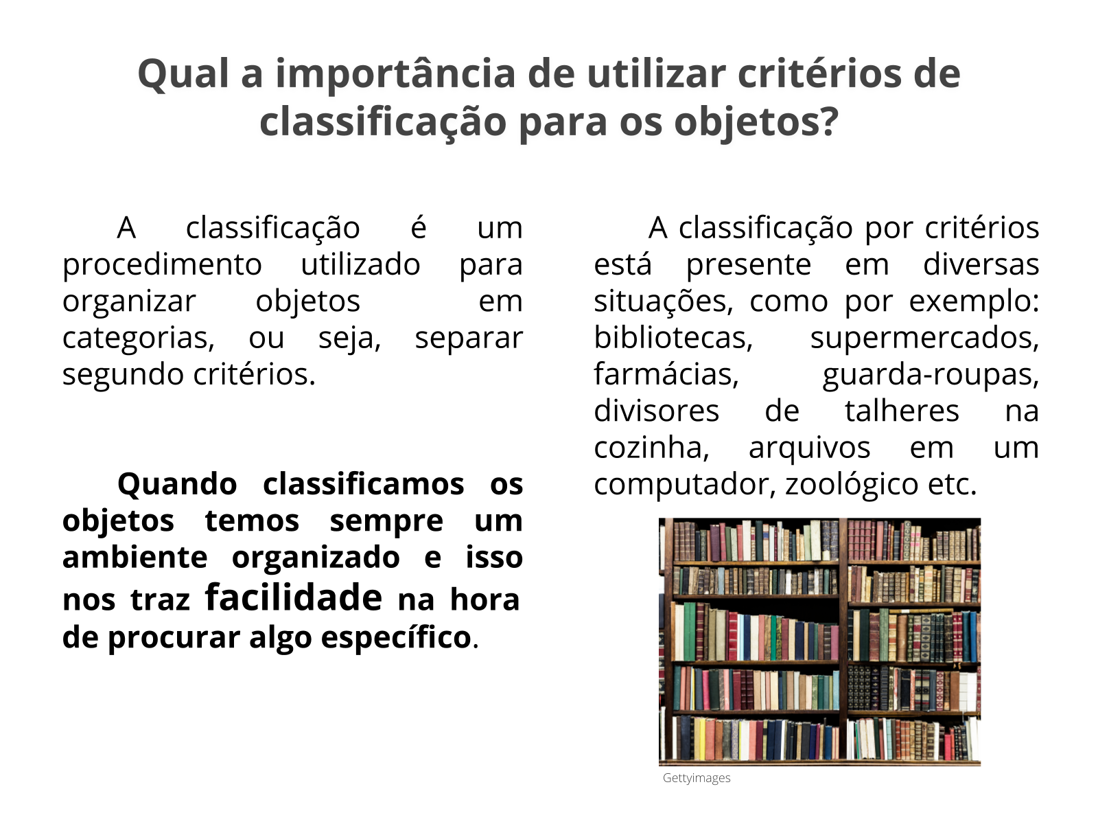 Plano de Aula - 3º Ano - Critérios para classificar objetos