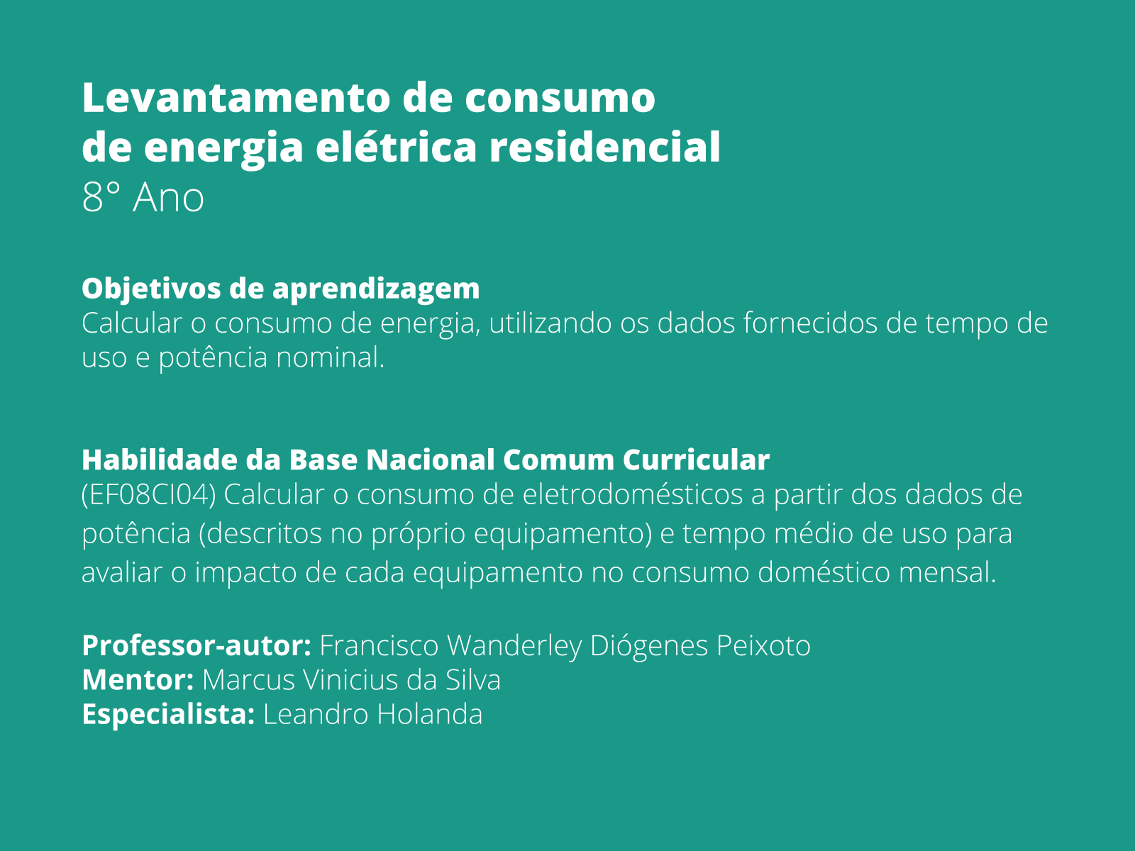 Cálculo da Energia Elétrica