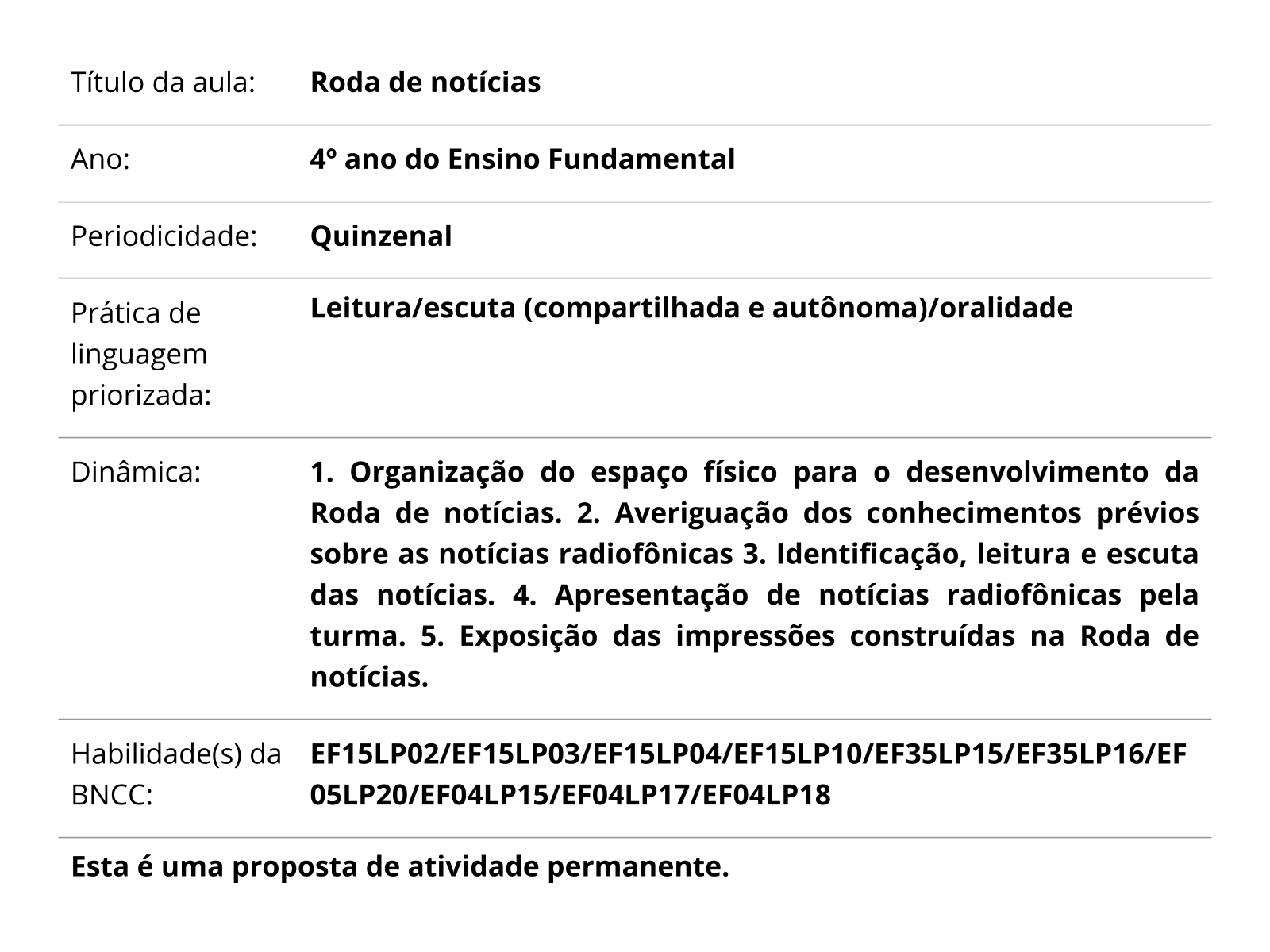 Plano de aula - 4º ano - Meios de Comunicação: a voz da música