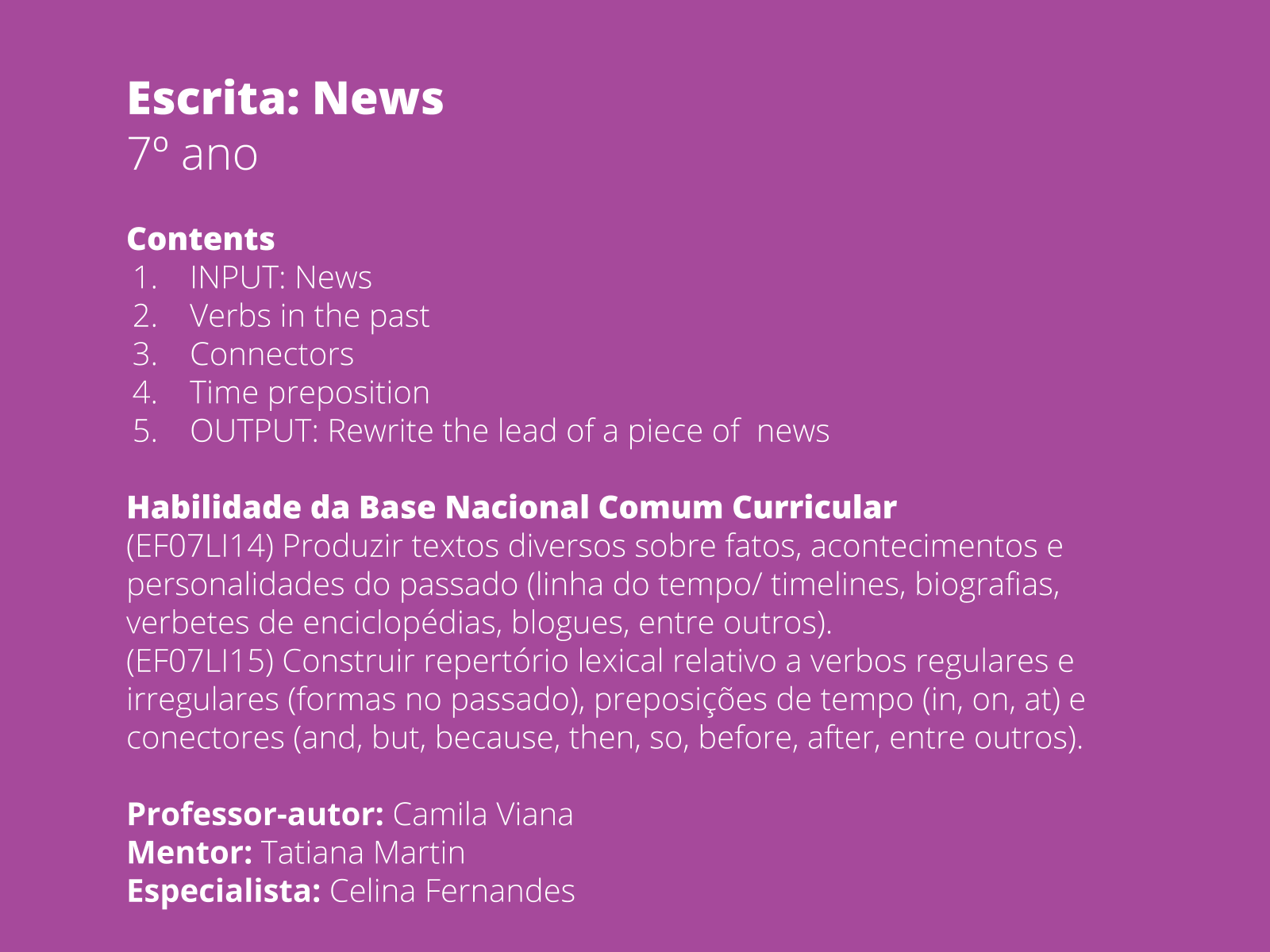 Plano de aula - 7o ano - News