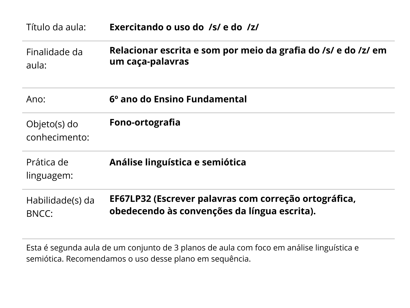 Plano de aula - 1º ano - Caça-palavras na sala de aula