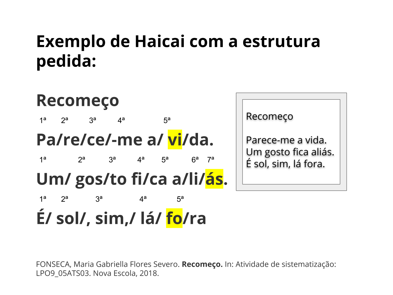 Produção de haicais com o uso de verbos de ligação - Planos de aula ...