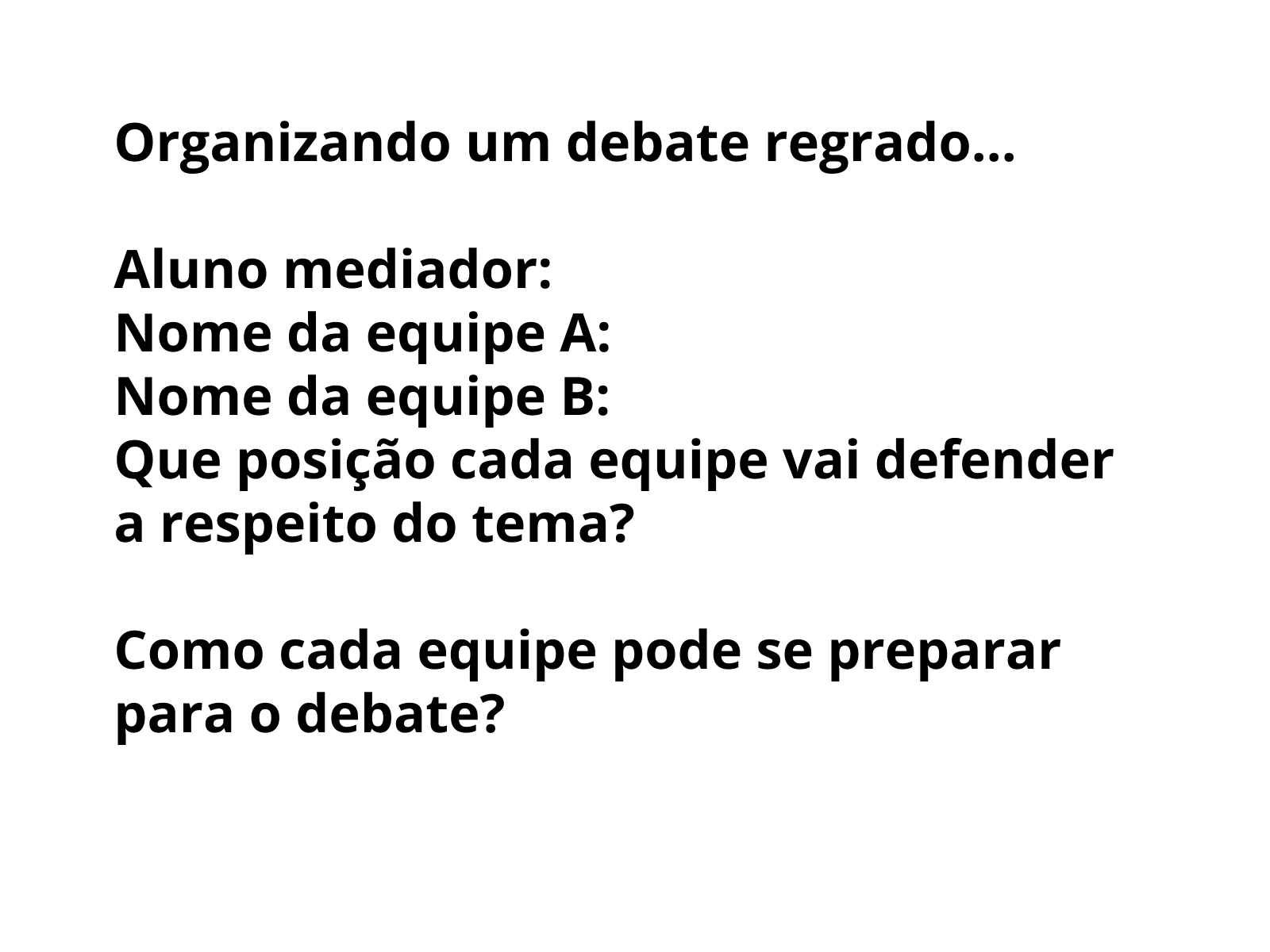 Aprendendo a se preparar para um debate - Planos de aula - 9º ano ...