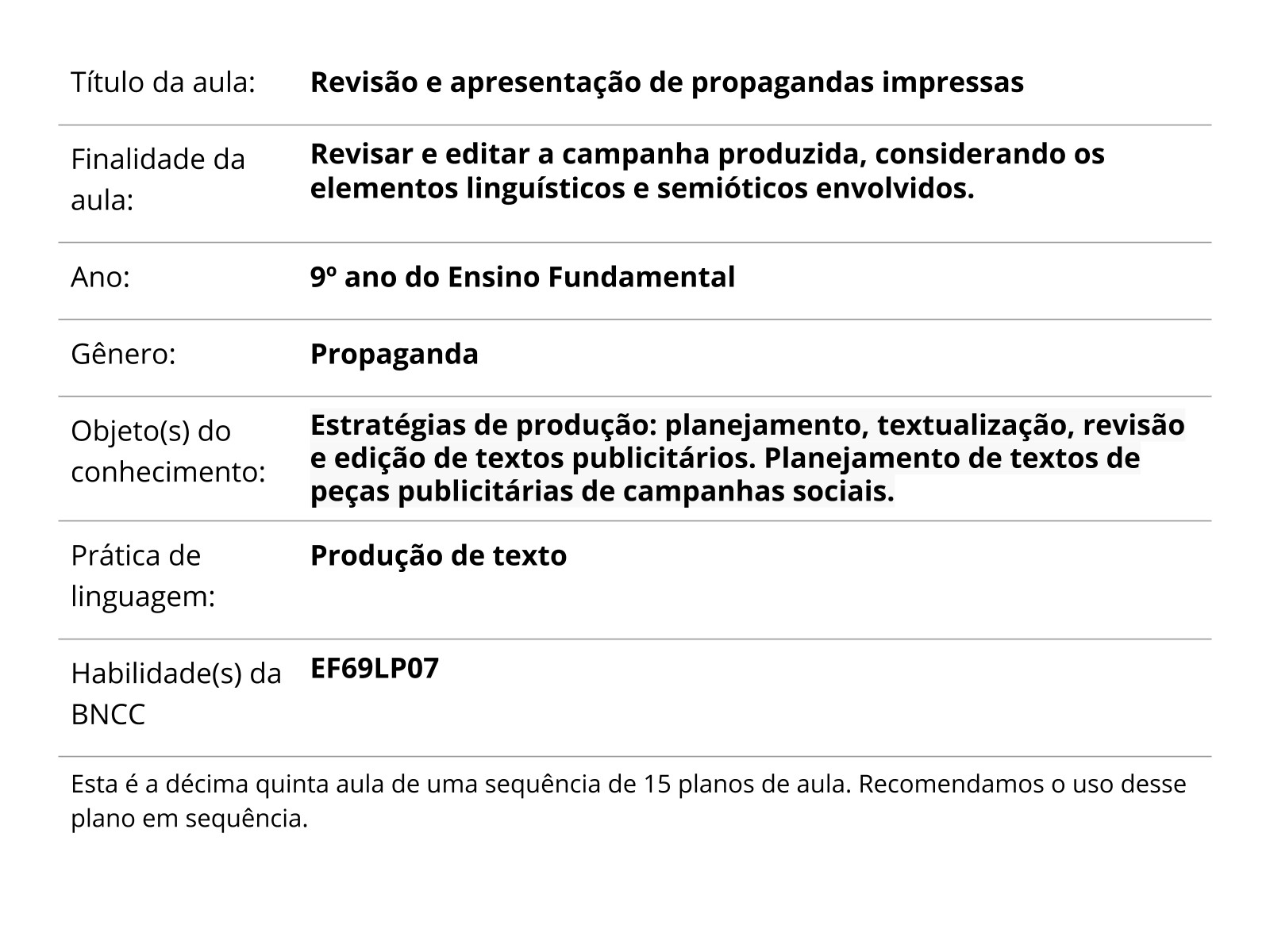 Plano de aula - 9º ano - O verbo como recurso persuasivo no gênero  propaganda