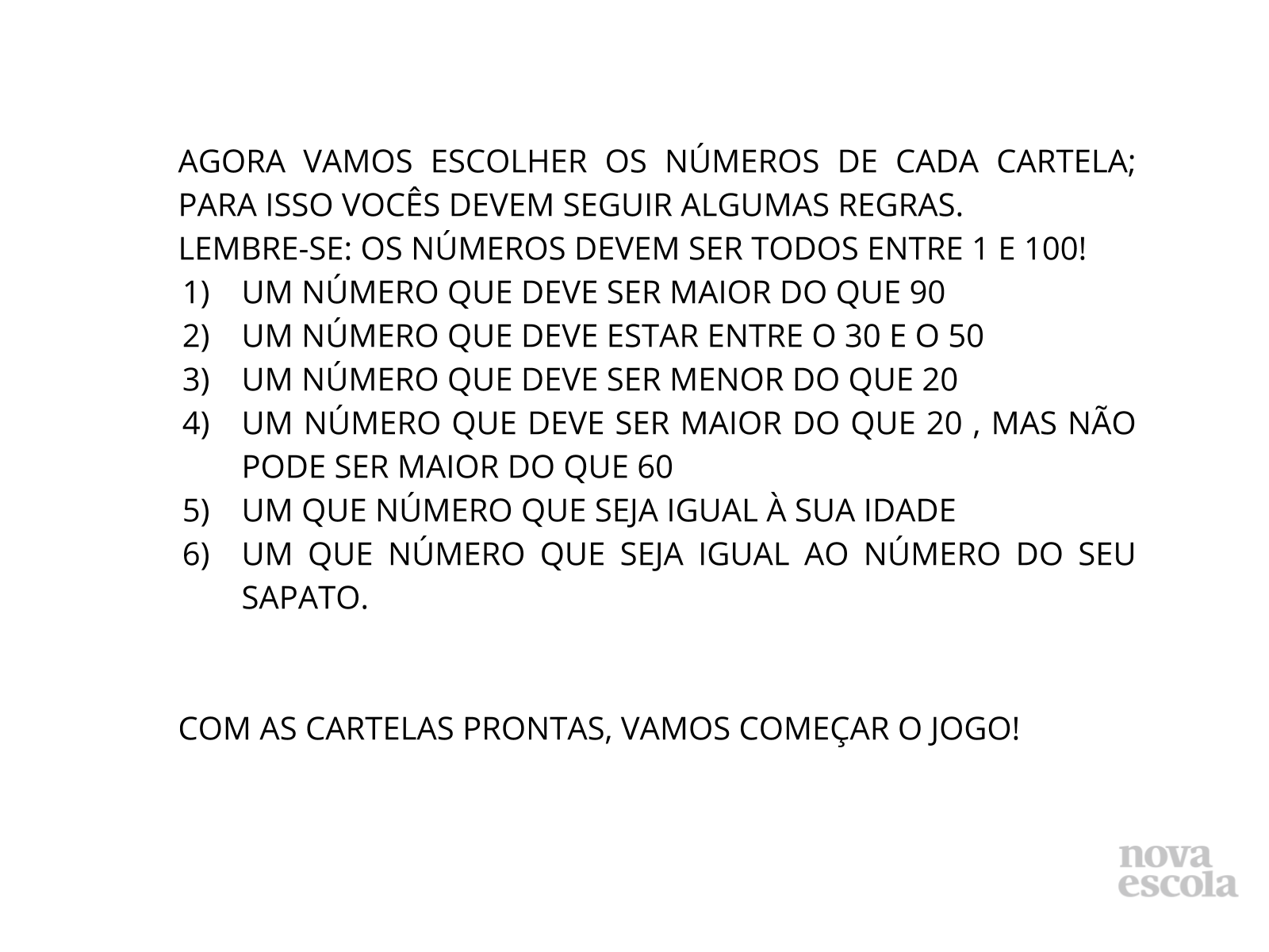 Jogo de Bingo: leitura escrita de números - Planos de aula - 1º ano