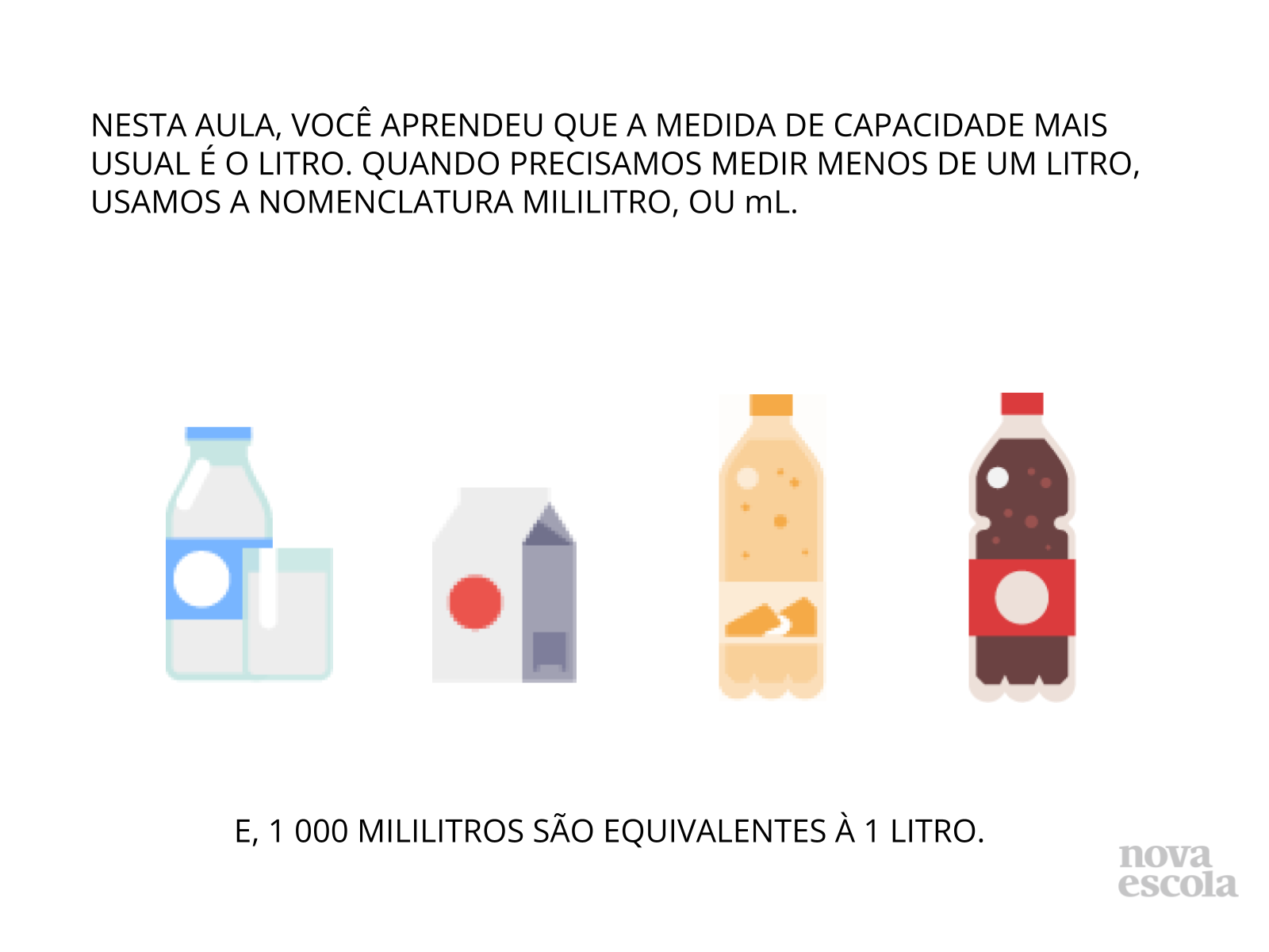 Litros ou mililitros? - Planos de aula - 2º ano