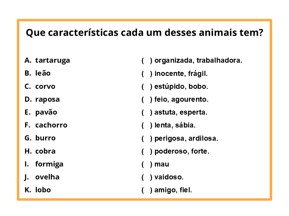 Que características cada um desses animais tem?