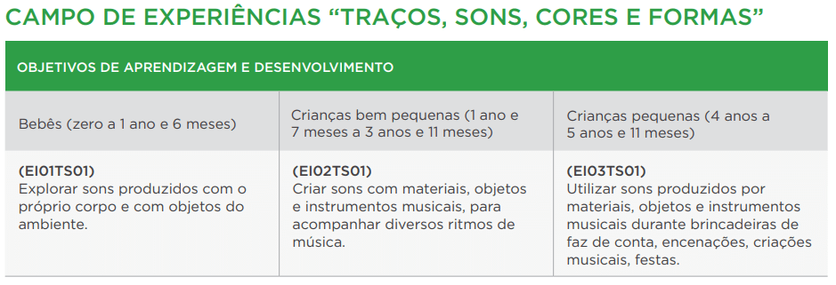 BNCC Objetivos de Aprendizagem da Educação Infantil