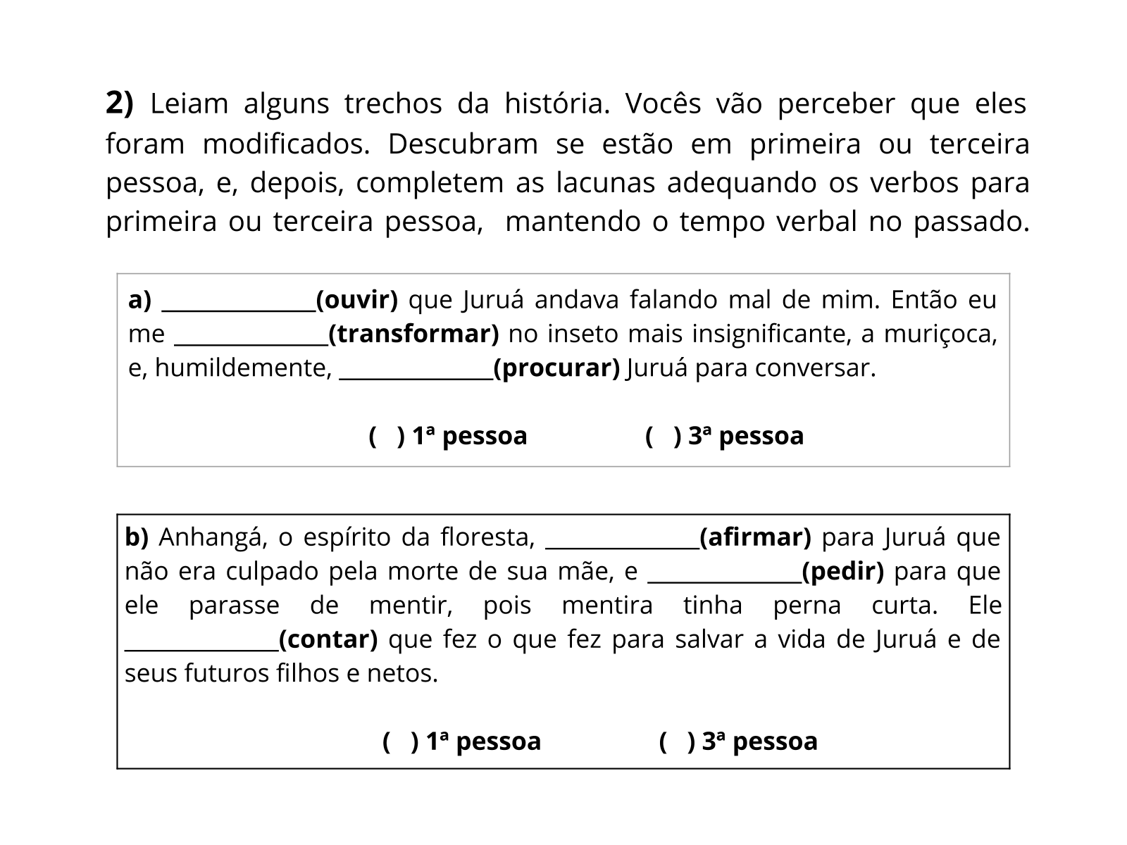 Plano de aula - 4º ano - Narrativas em primeira e terceira pessoa