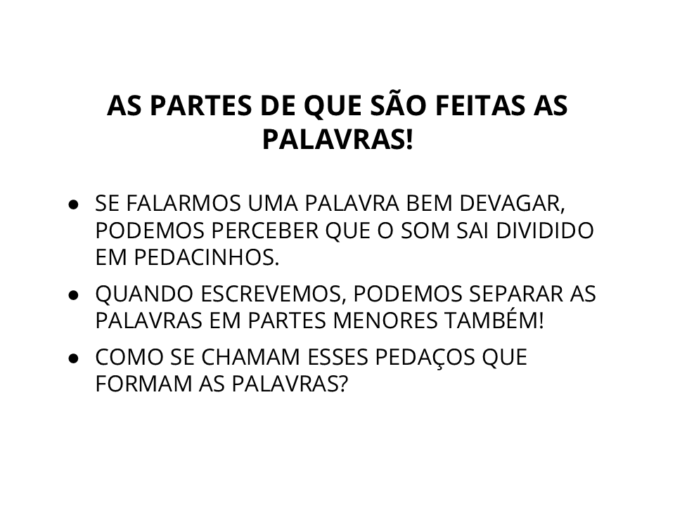 As partes que são feitas as palavras!