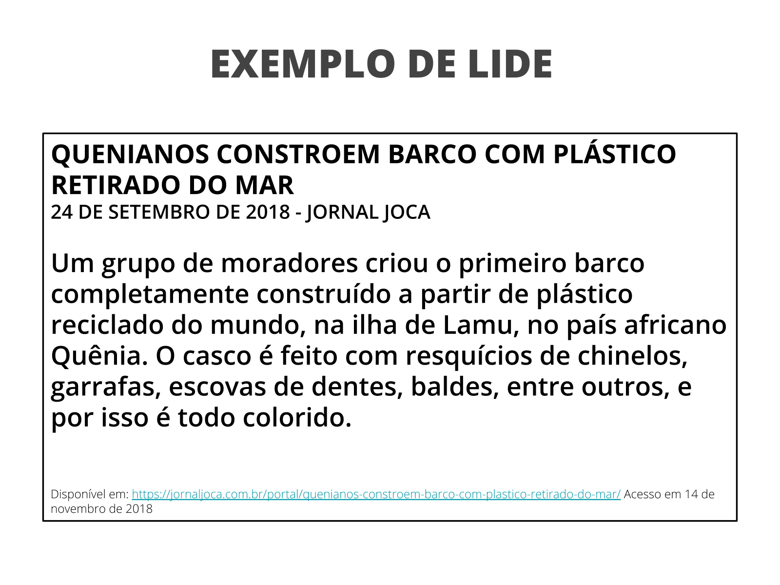 O Que É Lide No Texto Exemplo