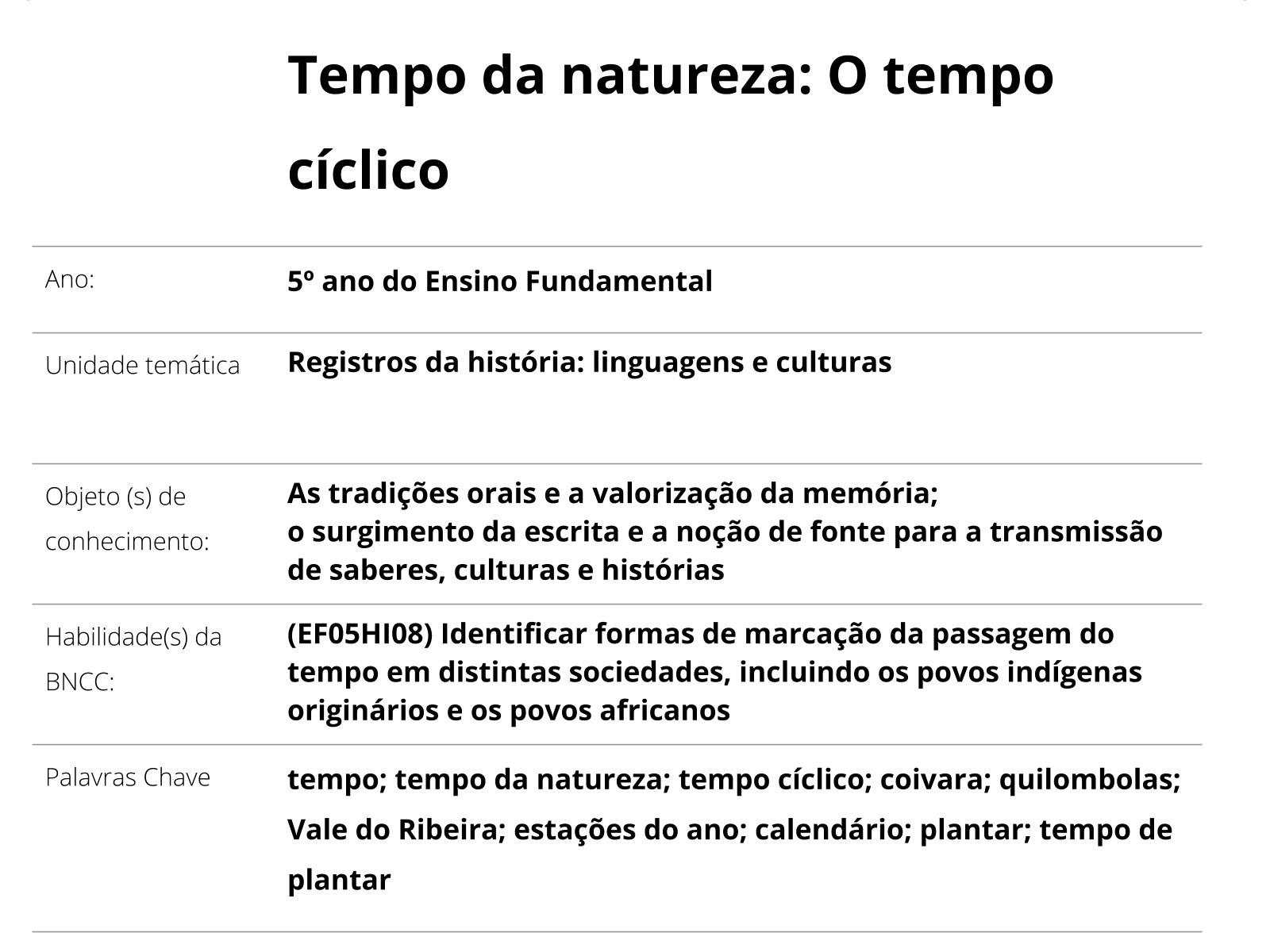 Plano de aula - 5º ano - Formas de marcação do tempo. Qual o tempo