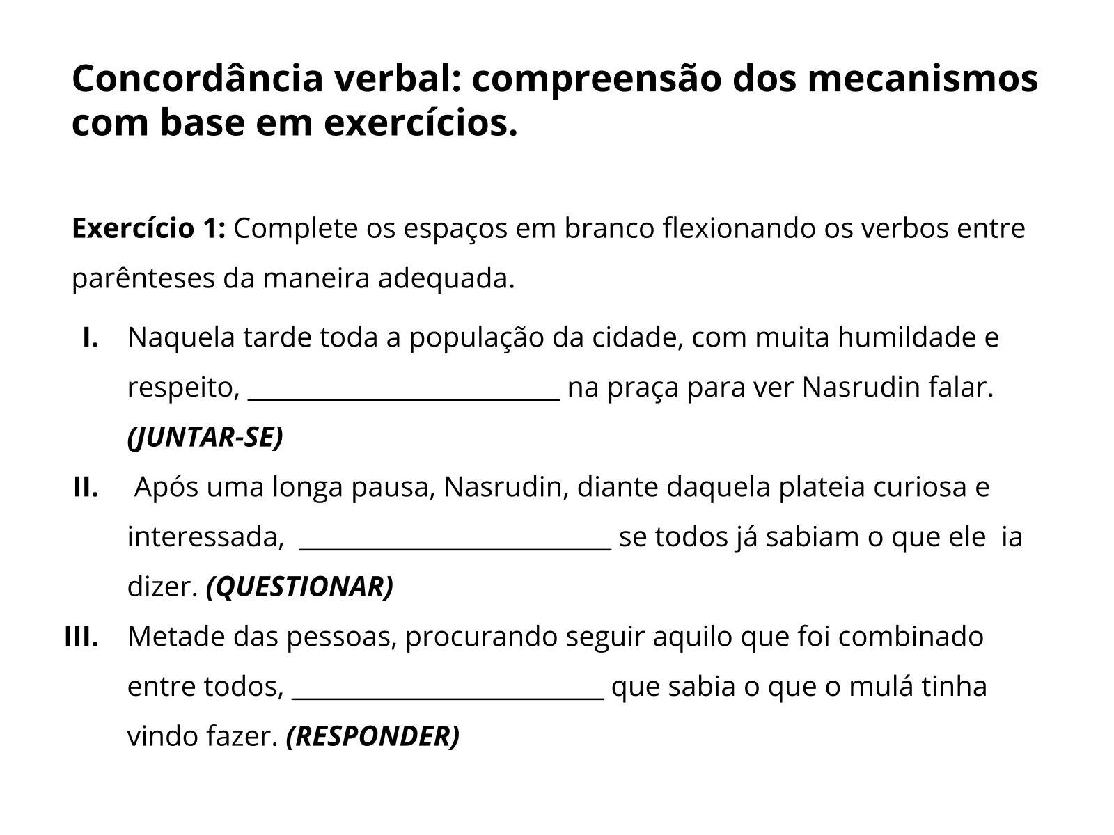 Plano de aula - 6º ano - Concordância verbal: compreensão dos ...