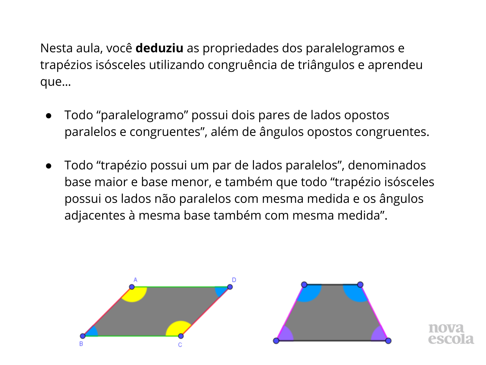 Propriedades de Quadriláteros: trapézio isósceles e paralelogramo ...