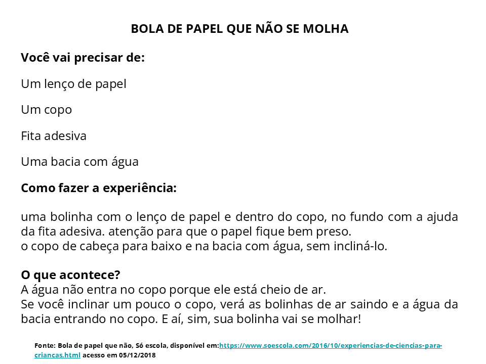 Bola de papel que não se molha