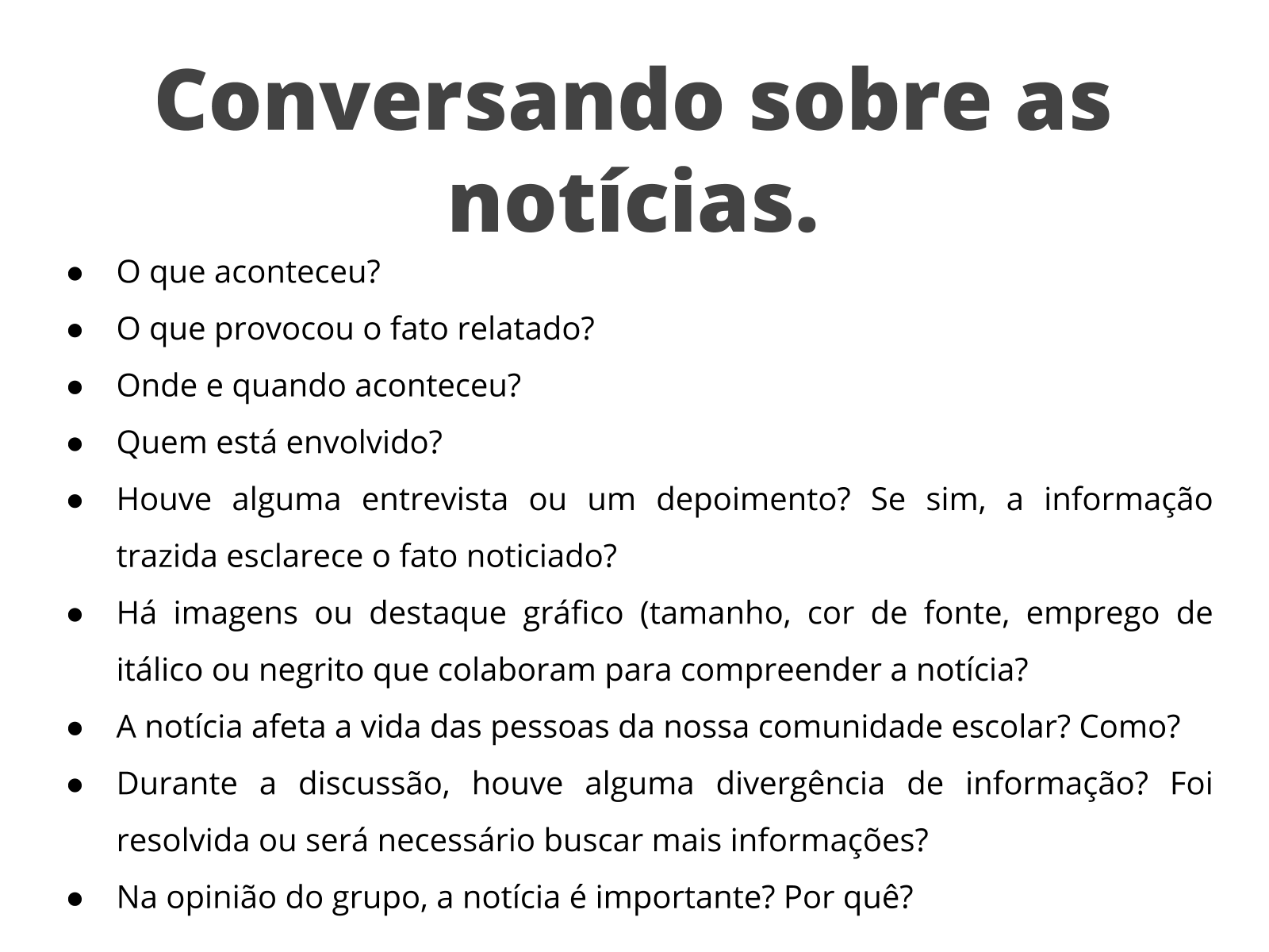 Roda de notícias - Planos de aula - 6º ano - Língua Portugues