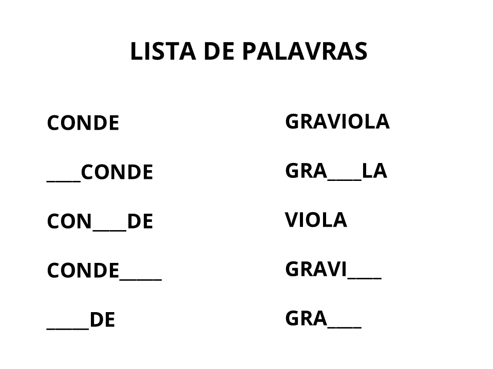 Lista de palavras