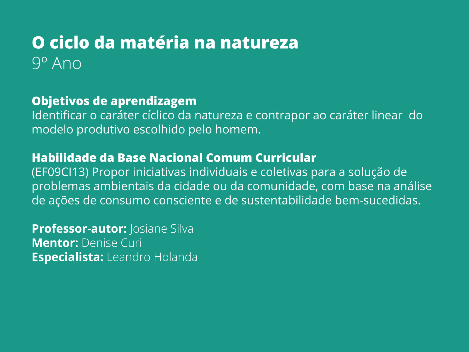 Aula 6 - Ações mitigatórias da interferência humana nos ciclos