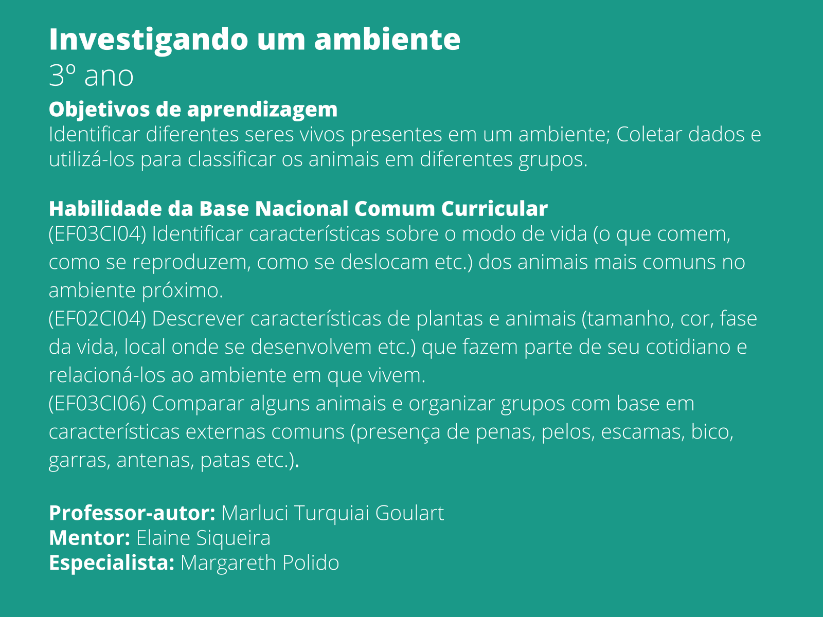 Atividade de Ciências sobre a Natureza - 2° e 3° ano