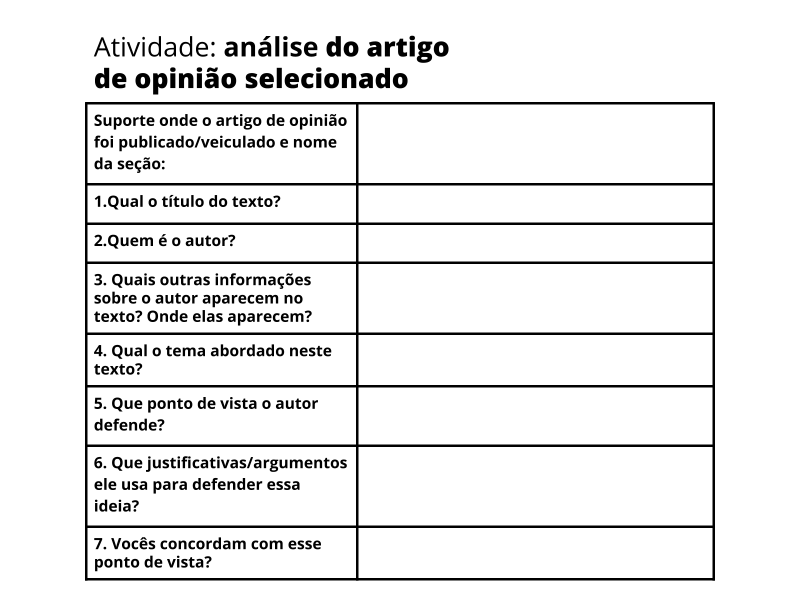 Gêneros jornalísticos opinativos Artigo de Opinião