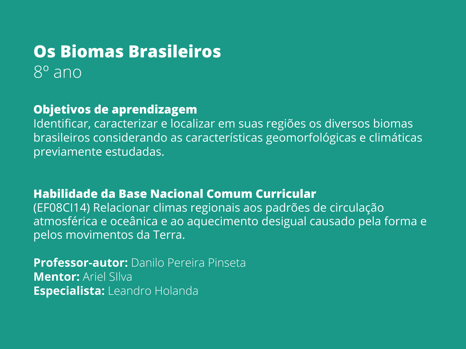 Biomas brasileiros - Planos de aula - 4°ano - Geografia